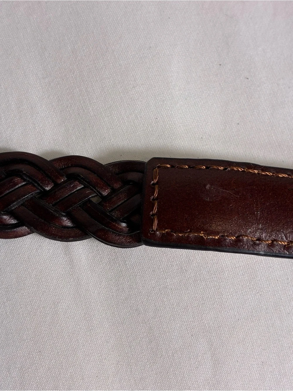 Plus Size Womens belt 50” long  Brown braided Leather with Silver Buckle